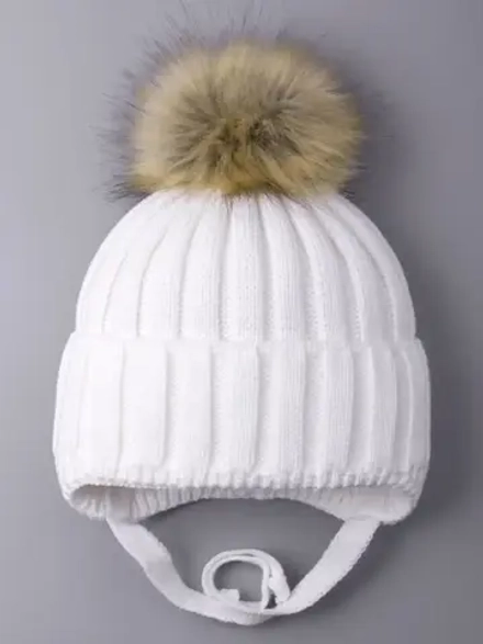 Шапка детская зимняя вязаная с помпоном