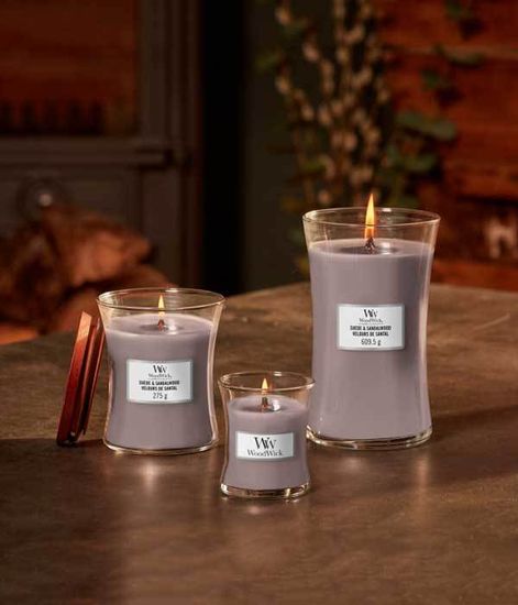 Замша и сандаловое дерево, ароматическая свеча эллипс, WoodWick