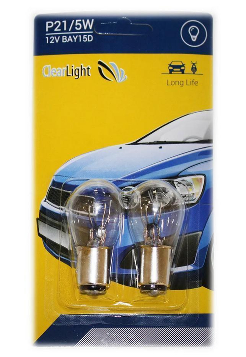 Лампа 12 В P21/5W BAY15D 2 шт. блистер ClearLight белая