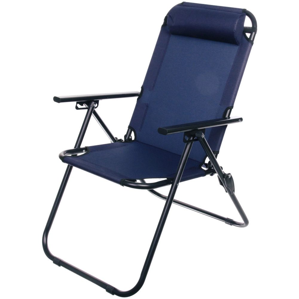 Кресло складное с подлокотниками TFS1608, 54*68*95 см, 3 положения, темно-синий.