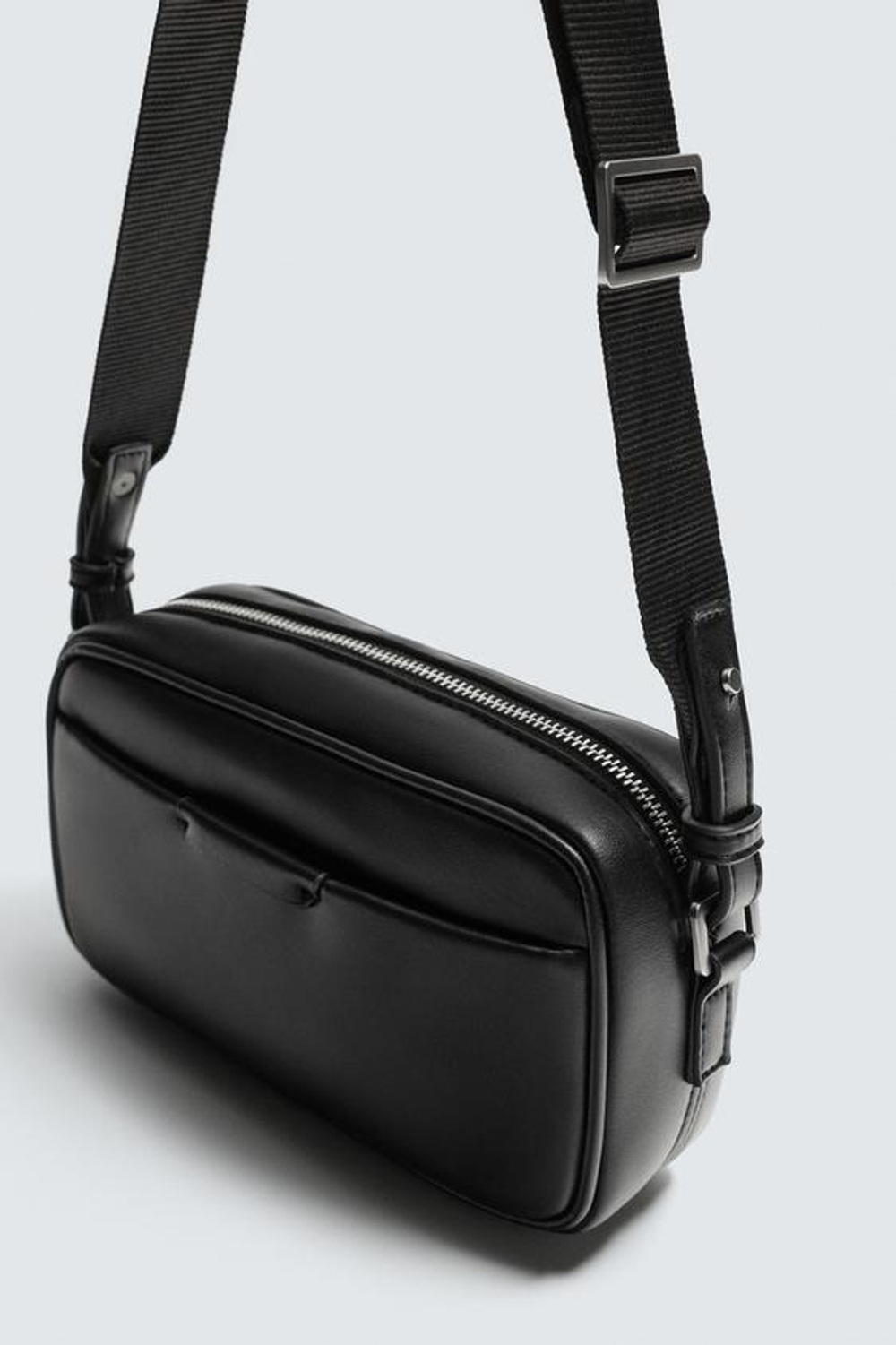 ZARA ГЛАДКАЯ СУМКА ЧЕРЕЗ ПЛЕЧО, ЧЕРНЫЙ