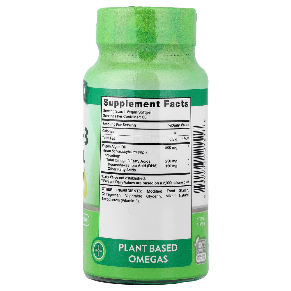 Nature's Truth, веганское масло из водорослей с омега-3 и ДГК, 60 мягких таблеток