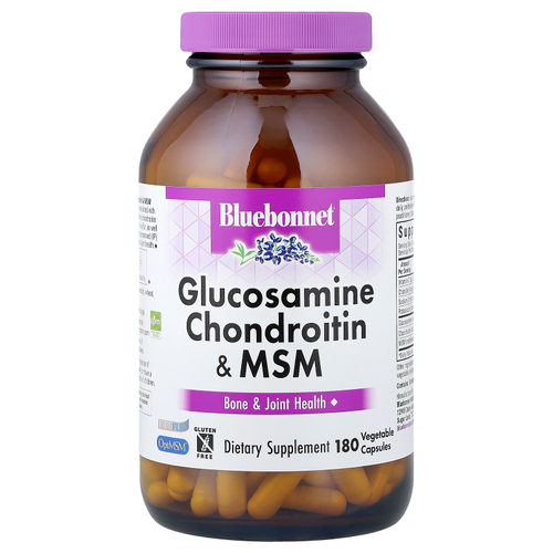 Bluebonnet Nutrition, глюкозамин, хондроитин и МСМ, 180 вегетарианских капсул