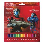 Карандаши цветные BRAUBERG "Star Patrol", 24 цвета, заточенные, картонная упаковка, 180558