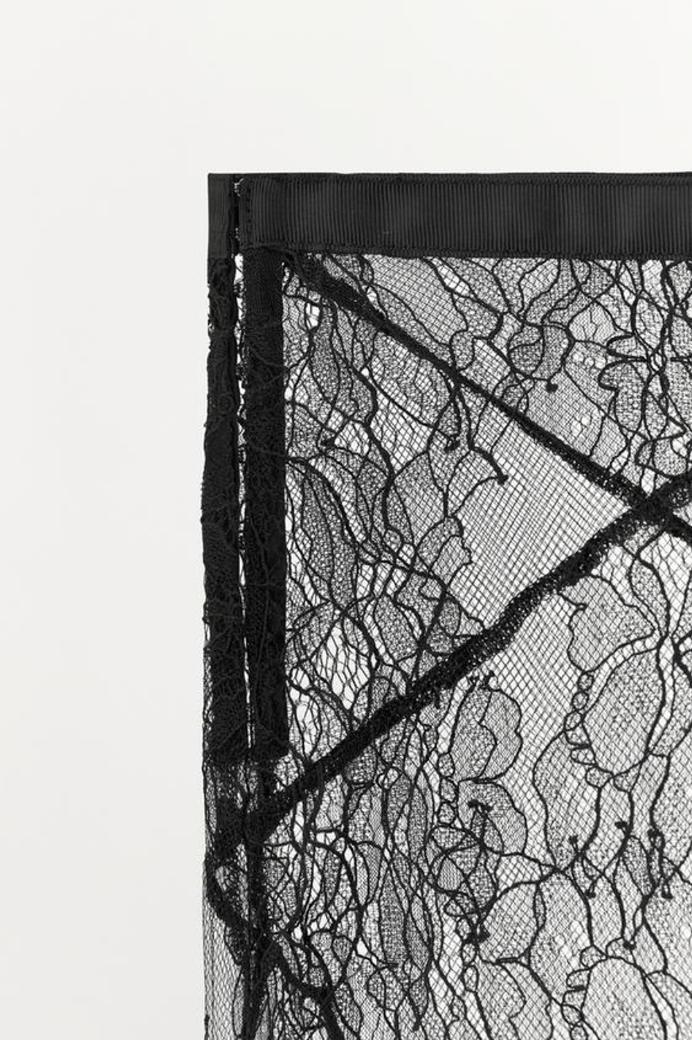 ZARA КРУЖЕВНАЯ ЮБКА МИДИ, ЧЕРНЫЙ