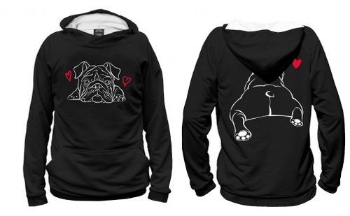 Толстовка двусторонняя "Английский бульдог - любовь"