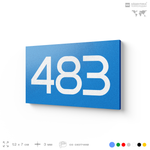 Номер на дверь 483, табличка на дверь для офиса, квартиры, кабинета, аудитории, склада, голубая 120х70 мм, Айдентика Технолоджи