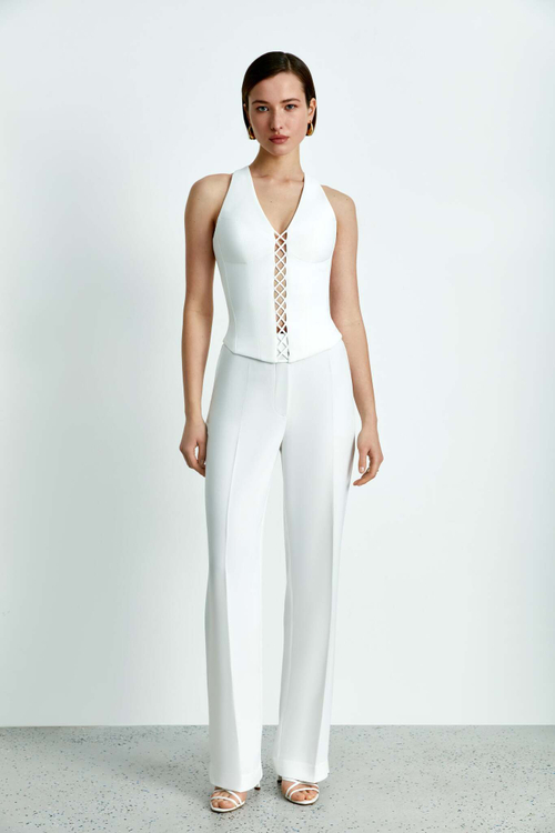 Брюки прямого кроя из крепа