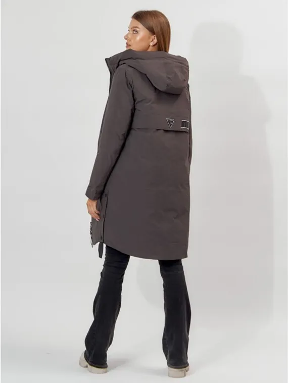Пальто утеплённое женское, цвет тёмно-серый, размер 50