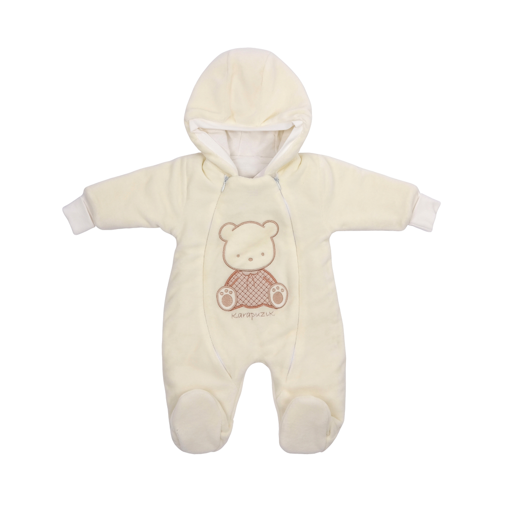 Комбинезон детский велюровый бежевый на синтепоне