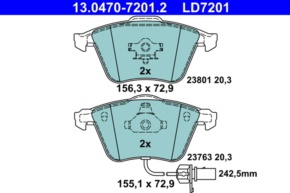 ATE - 13047072012-ATE - Brake Pad Set, disc brake