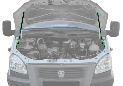 Газовые упоры капота Pneumatic для ГАЗ ГАЗель Бизнес 2010-н.в., 2 шт., KU-GZ-BZ00-00