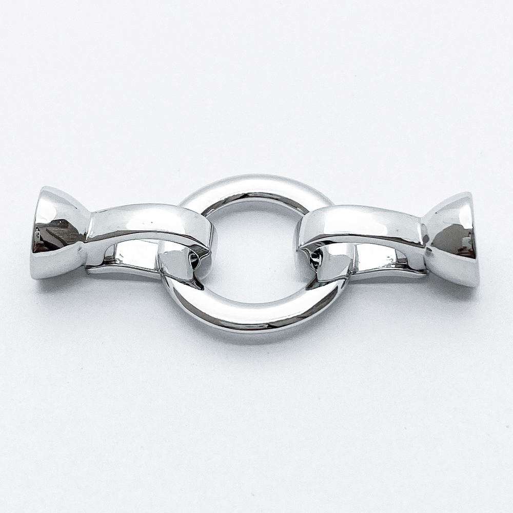 Замок, цвет серебро, размер кольца 16 мм, размер концевиков 14*7 мм, цена за 1 шт