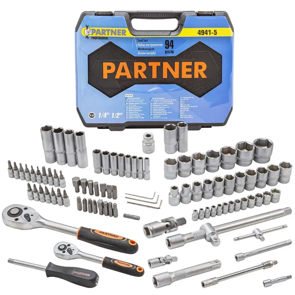 Набор инструментов 94 пр.1/4''&amp;1/2''(6-гран)(4-32мм) Partner PA-4941-5