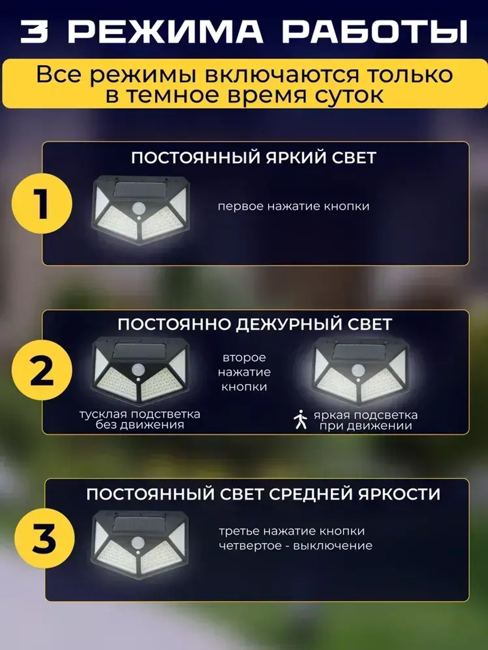 Светильник на солнечной батарее уличный светодиодный беспроводной аккумуляторный. Прожектор с 100 LED лампами и датчиком движения для дома, дачи. Комплект 2 шт