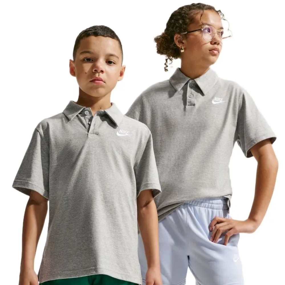 Детская теннисная футболка Nike Kids Sportswear Club Knit Short Sleeve - dark grey heather/white