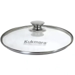 Крышка стеклянная 180мм, с ободом и ручкой из нерж.стали, деколь серая