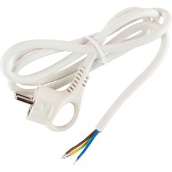 Шнур сетевой с вилкой ЭРА U-3x1,5-1,5m-W с заземлением 1,5м ПВС 3x1,5мм2 белый | Шнуры и выключатели для бра