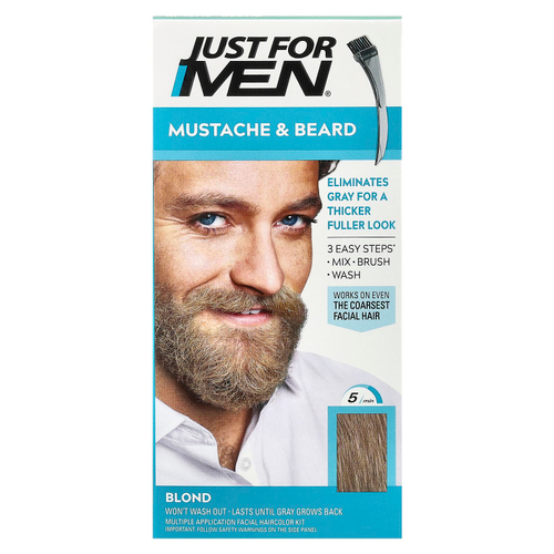 Just for Men, Moustache & Beard, кисть для окрашивания, оттенок M-10/15, блонд, 1 набор для многократного нанесения