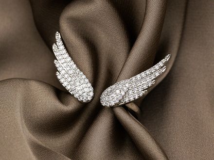 Кольцо "Крылья Ангела" 18мм, со стразами