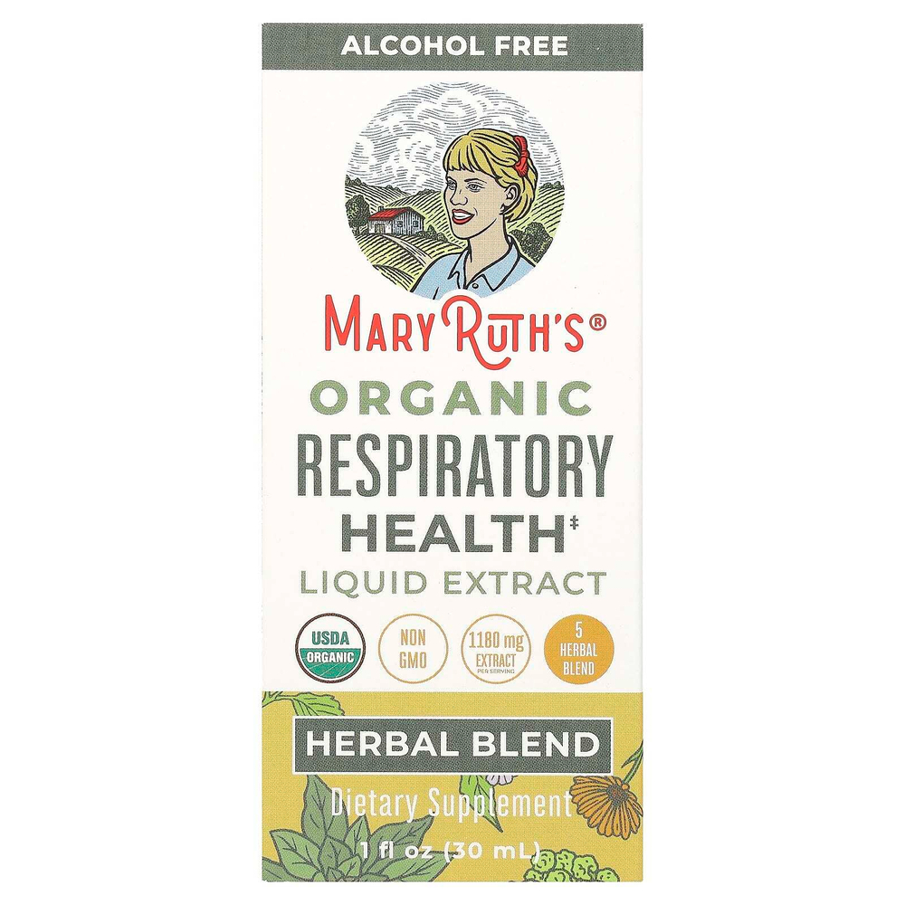 MaryRuth's, органический жидкий экстракт для здоровья дыхательной системы, без спирта, 1180 мг, 30 мл (1 жидк. унция)