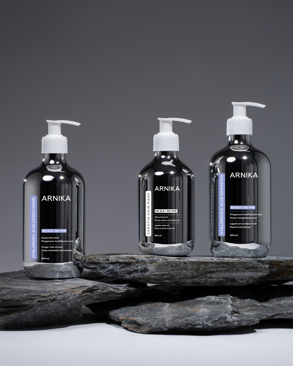 Набор ухаживающих средств для волос: шампунь и кондиционер с гиалуроновой кислотой, маска с кератином и маслами