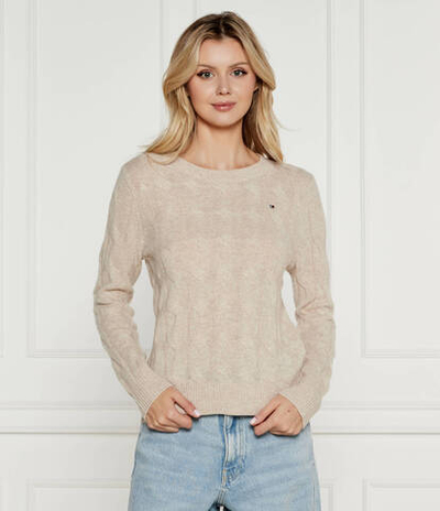 Хлопковый свитер Tommy Hilfiger - кремовый(WW0WW43586)