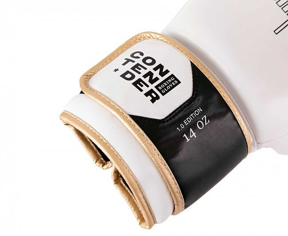Перчатки боксерские Clinch Contender бело-черно-золотые C184