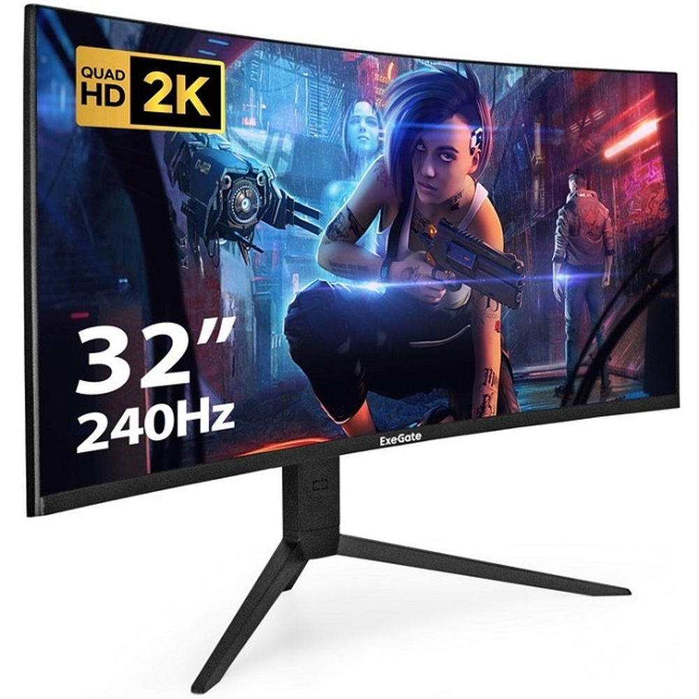 Монитор ExeGate TFT 31.5" Combat EC3207TA, 2560x1440, VA, 240 Гц, 1ms, 300:1, 3000:1, 178°, HDMI, 2xDP (EX297503RUS)