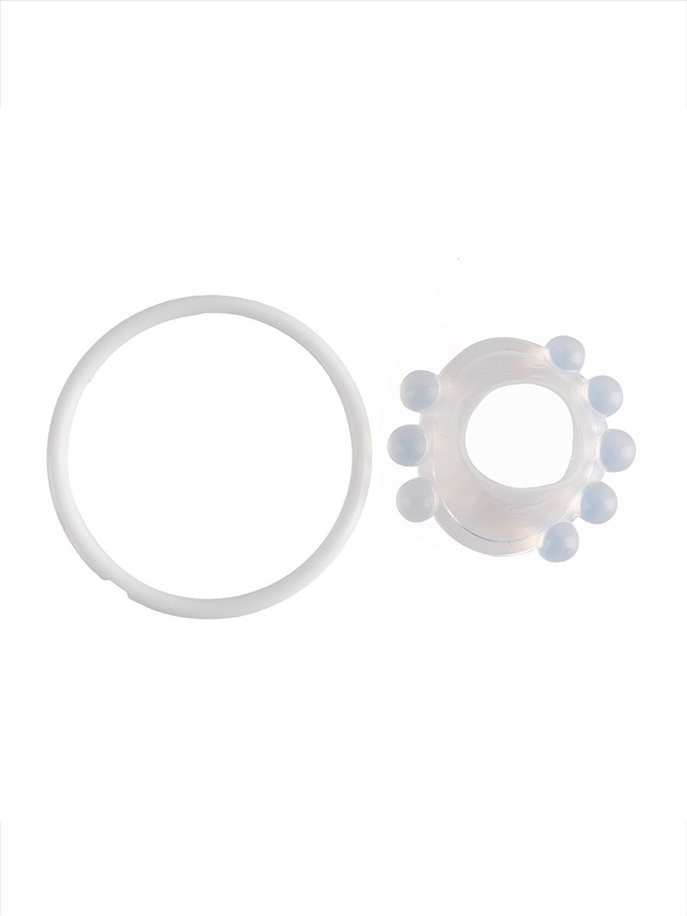 Эрекционное кольцо со стимулирующими шариками сверху и снизу (Цвет: белый)