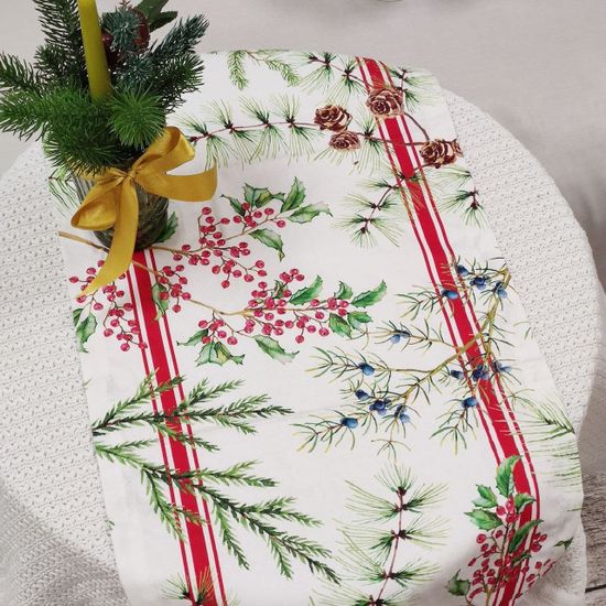 Дорожка на стол "Этель" Новогодние листья 30х70 см, 100% хлопок