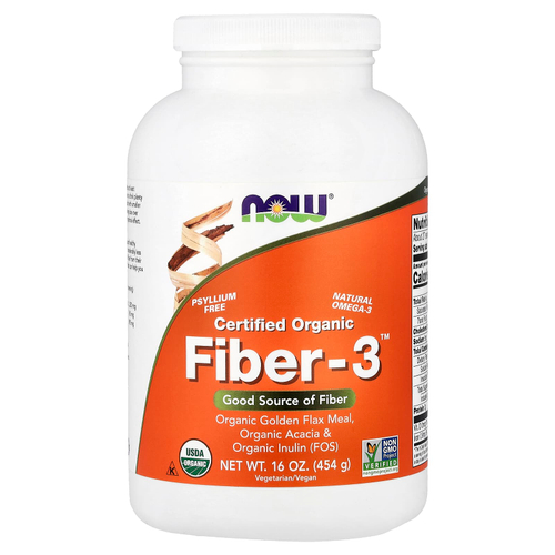 NOW Foods, Certified Organic Fiber-3™, 454 г (16 унций)
