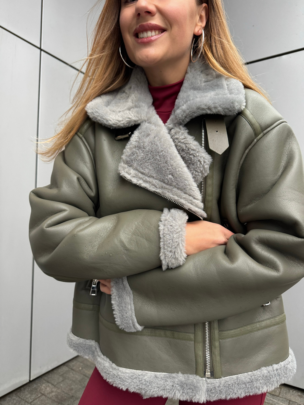 Дубленка Авиатор олива