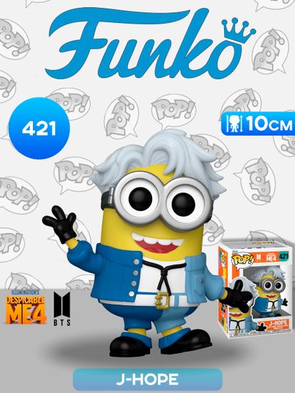 Фигурка Funko POP! Rocks BTS X Despicable Me 4 J-Hope (421) 85963 / Фигурка Фанко ПОП! в виде участника группы BTS, стилизованного под миньона, Чон Хосок