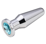 Серебристая втулка с голубым кристаллом - 10,2 см. (Цвет: голубой)