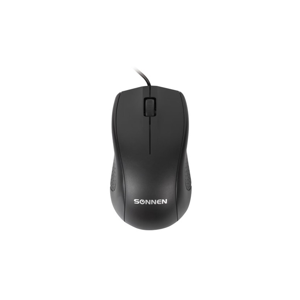 Мышь проводная SONNEN М-201, USB, 1000 dpi, 2 кнопки + колесо-кнопка, оптическая, черная, 512631
