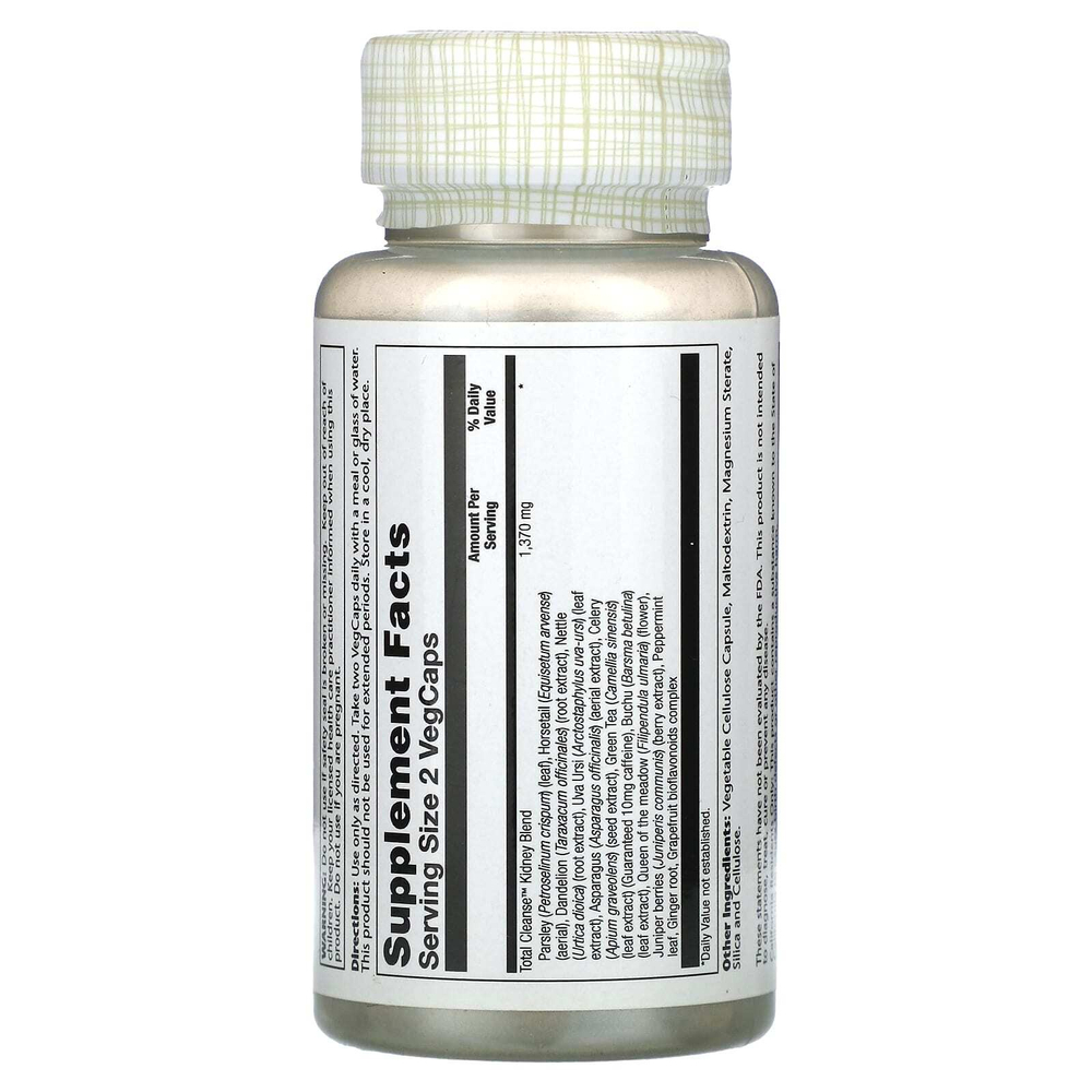 Solaray, Total Cleanse, почки, 60 растительных капсул