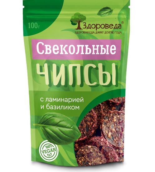 Чипсы свекольные с ламинарией и  базиликом, "Здороведа" 100г.