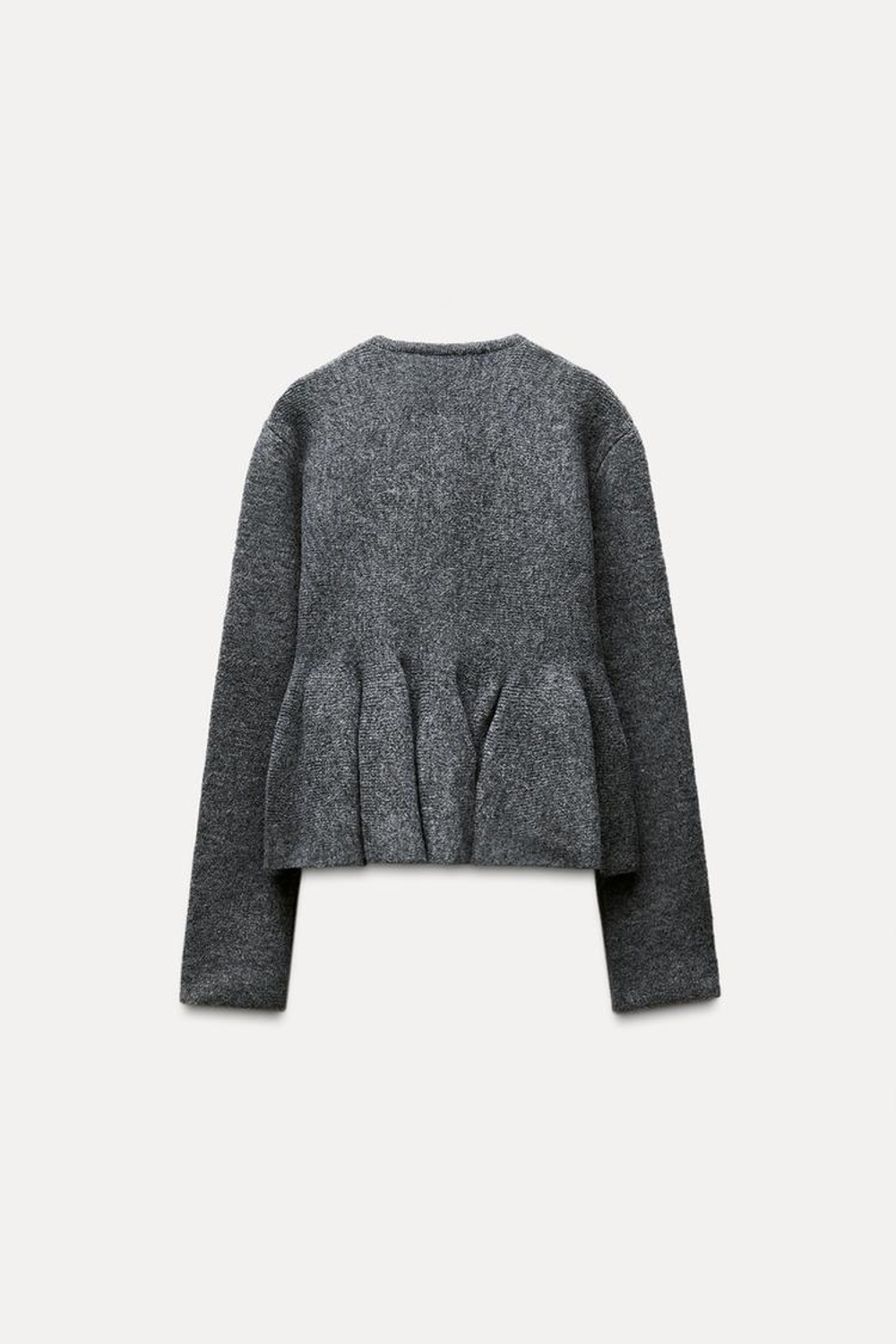 ZARA КАРДИГАН С БАСКОЙ, СЕРЫЙ