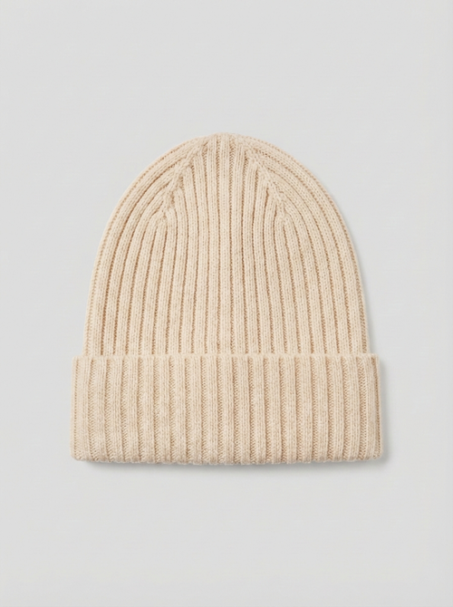 Шапка в рубчик с подворотом