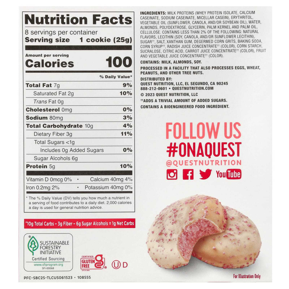 Quest Nutrition, глазированное печенье, клубничный торт, 8 шт. по 25 г (0,88 унции)