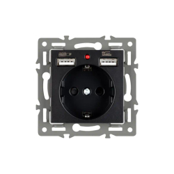 Механизм розетки с USB зарядкой SCT-MUAA-PL-BK (250V, 16A) (Arlight, -) 043734