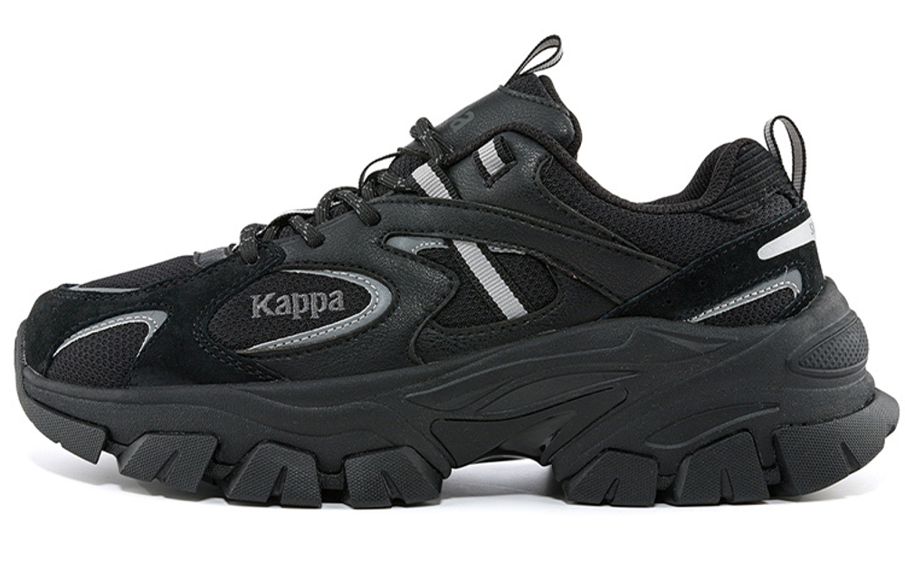 Kappa retro deconstructed trend low-cut daddy shoes for men and women with the same style black and silver