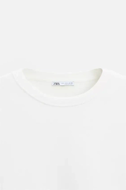 ZARA ТОЛСТОВКА С КОНТРАСТНОЙ НАШИВКОЙ, ЭКРЮ