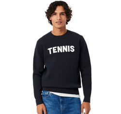 Куртка теннисная Lacoste Jacquard Tennis Crew Neck - black/white