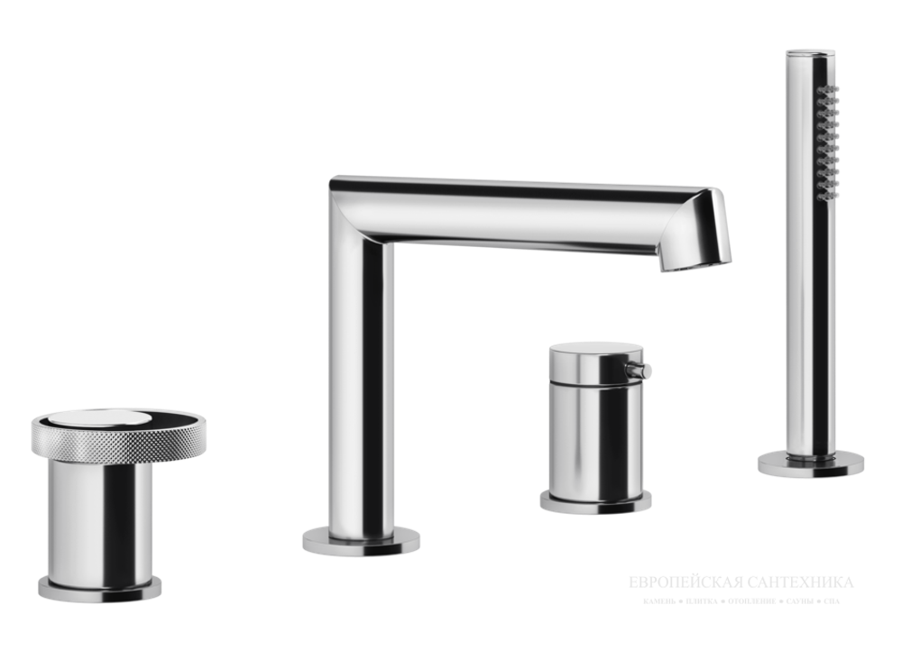 Cмеситель для ванны Gessi Anello, с изливом и ручным душем, цвет Chrome