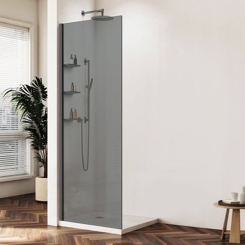 Душевая перегородка Волк-Ин (Walk-In) VSW-1HWS900CGGM, 900*2000, вороненая сталь, стекло тонированное