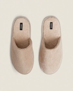 ZARA HOME ТАПОЧКИ ИЗ МАХРОВОЙ ТКАНИ, БЕЖЕВЫЙ