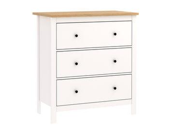 Комод Сага 3 ящика, 92*51*100,7 см, белый/ясень