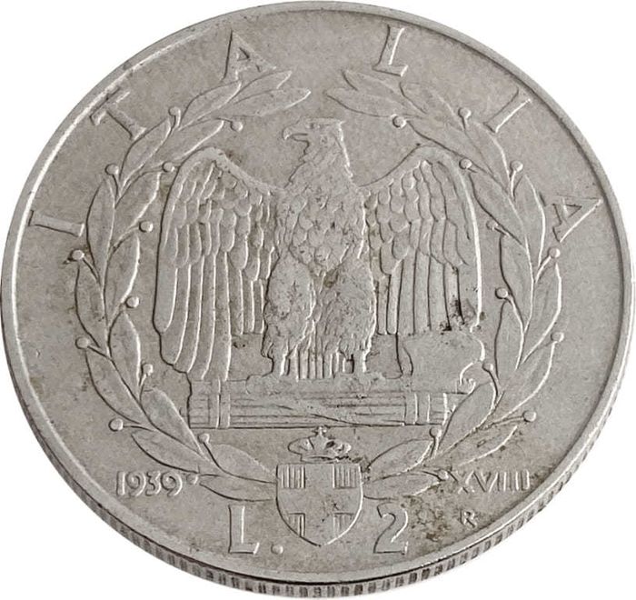 2 лиры 1939 Италия (не магнетик 1939 - XVIII)